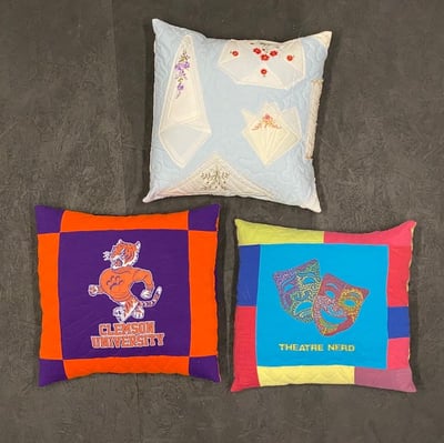 Pillows by Too Cool T-shirt Quilts